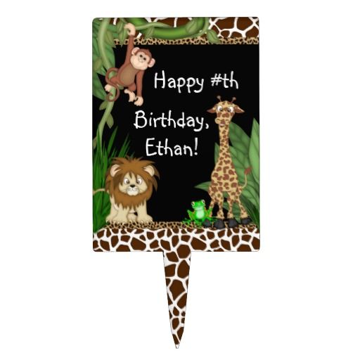 Boys Jungle Safari Birthday Cake Toppers