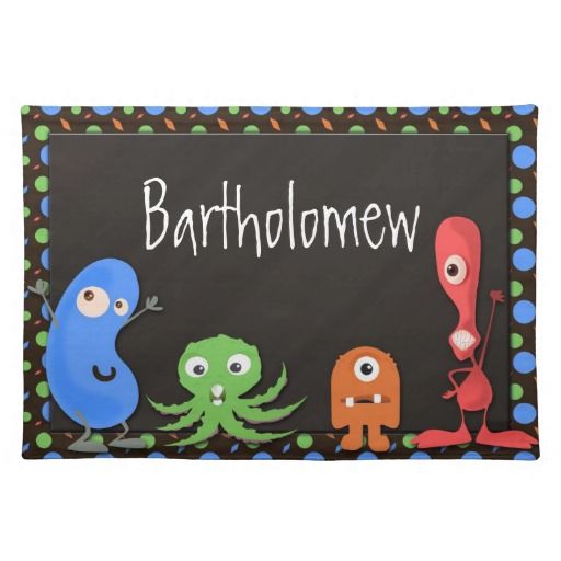 Colorful Playful Monsters Boys Place Mat