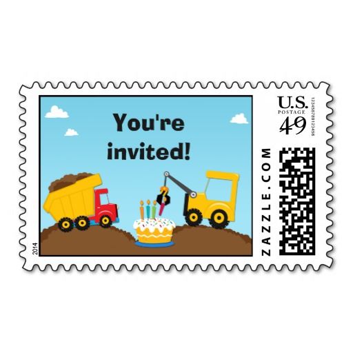 Construction Birthday Party Postage Stamp