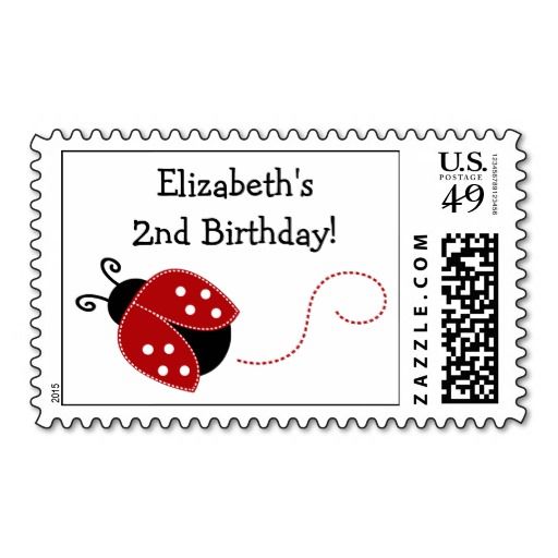 Red and Black Ladybug Personalized Birthday Postage