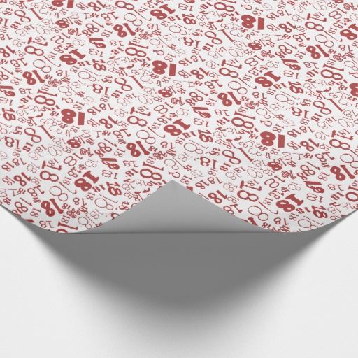 Red White Numbers 18th Birthday Wrapping Paper