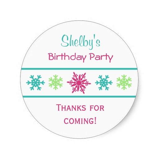 Snowflake Birthday Party Favor Stickers