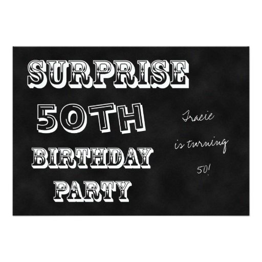 Surprise 50th Birthday Party Invitation Chalkboard Personalized Invites