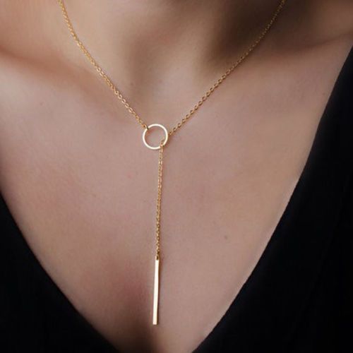 Trendy 14K Gold Vertical Bar Necklace Body Jewelry