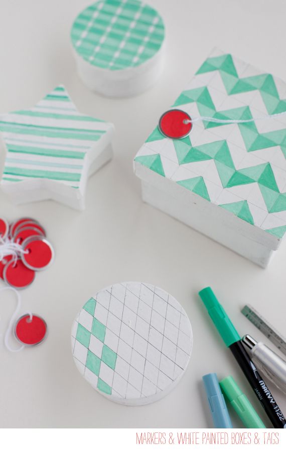 Easy Gift Wrap With White Boxes and Paint Pen