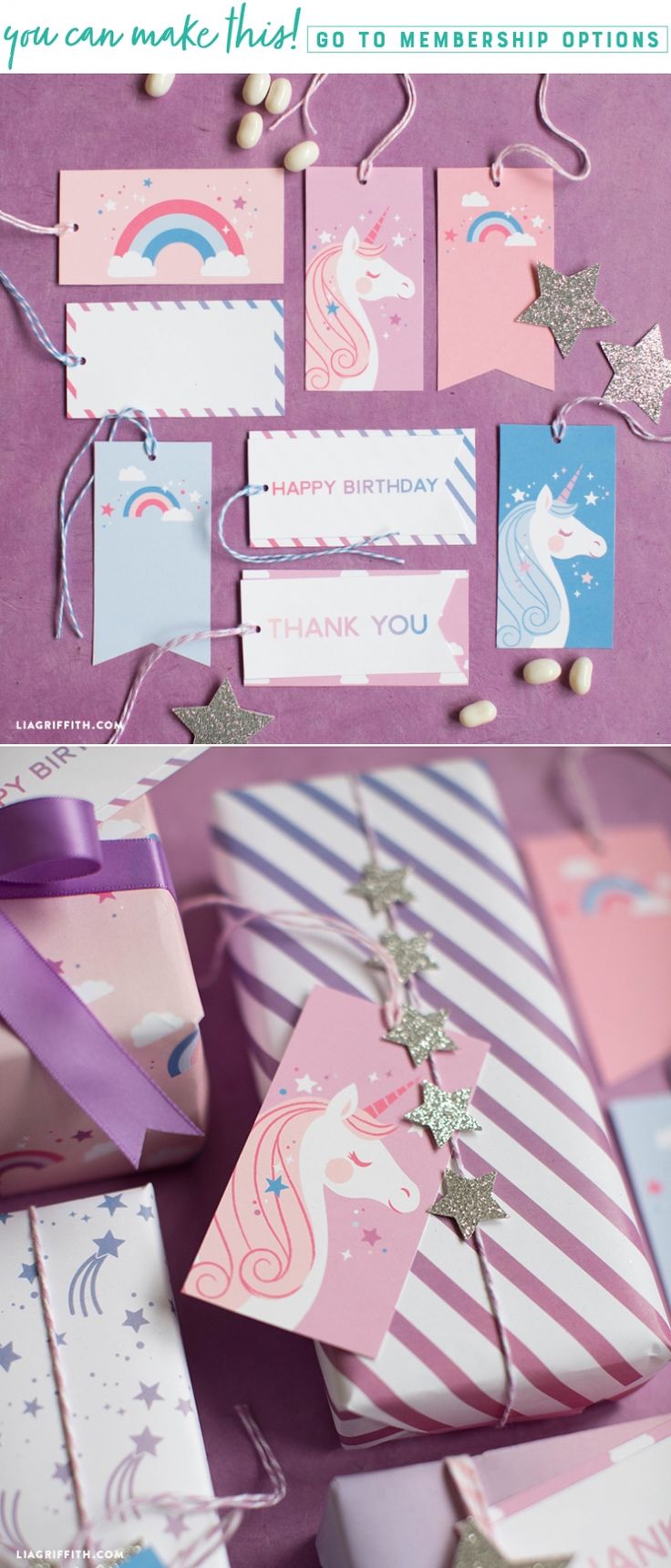 Download and print unicorn gift tags for your next clebration