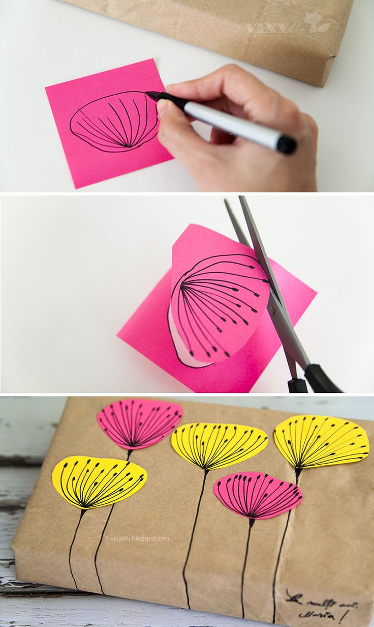 Wrap a gift in brown paper and decorate with post its!