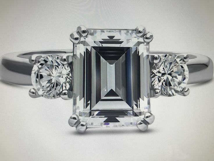 A Perfect 2.7CT Emerald Cut Solitaire Russian Lab Diamond Engagement Ring