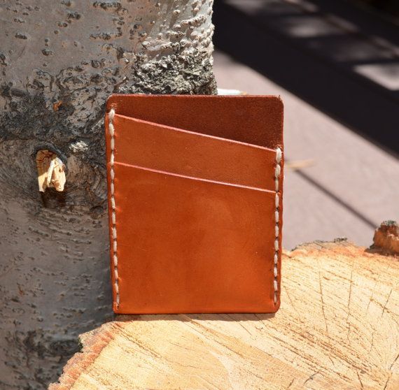 Corporate Gifts Ideas     Handmade Slim Wallet, Leather Business Card Holder, Cr...