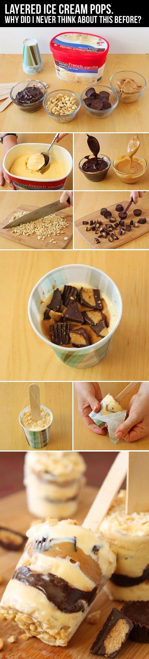 Layered Ice Cream Pops. Yum! I'm going to have to try this.