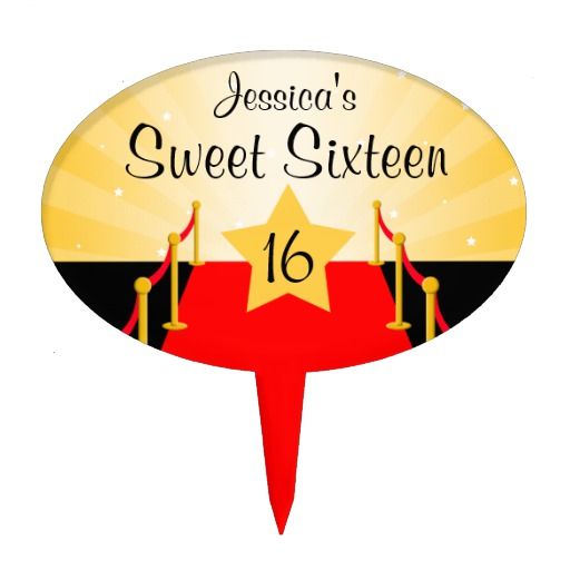 Red Carpet Hollywod Sweet 16 Birthday Party Cake Topper