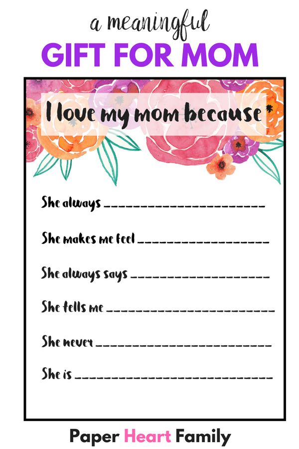 I love my mom because printable mom card: How would you complete this sentence? ...