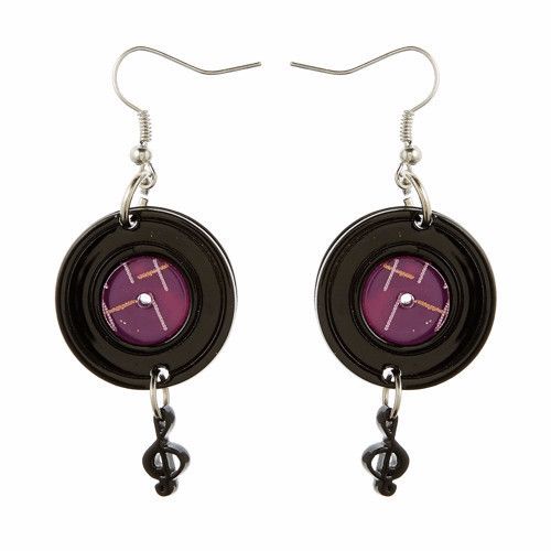 Record Drop (Erstwilder Black Resin Earrings), now available. Hand assembled and...