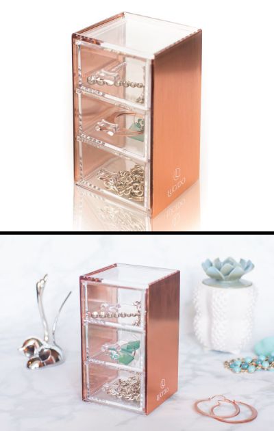 Stunning Rose Gold Acrylic Organizer. For storing jewelries and makeup. Add a to...