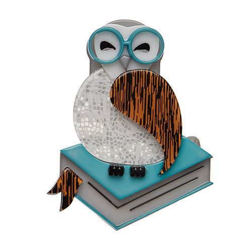Studious Snow Owl (Erstwilder White Resin Brooch), now available. Hand assembled...