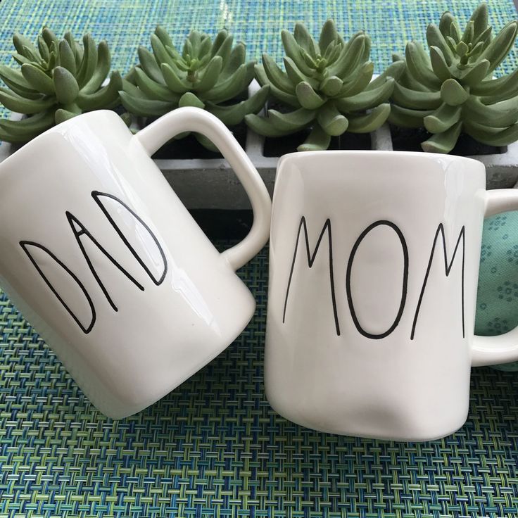 Rae Dunn Mom Dad Coffee Mugs Tea Cups Set Farmhouse Home Decor | eBay #raedunn #...