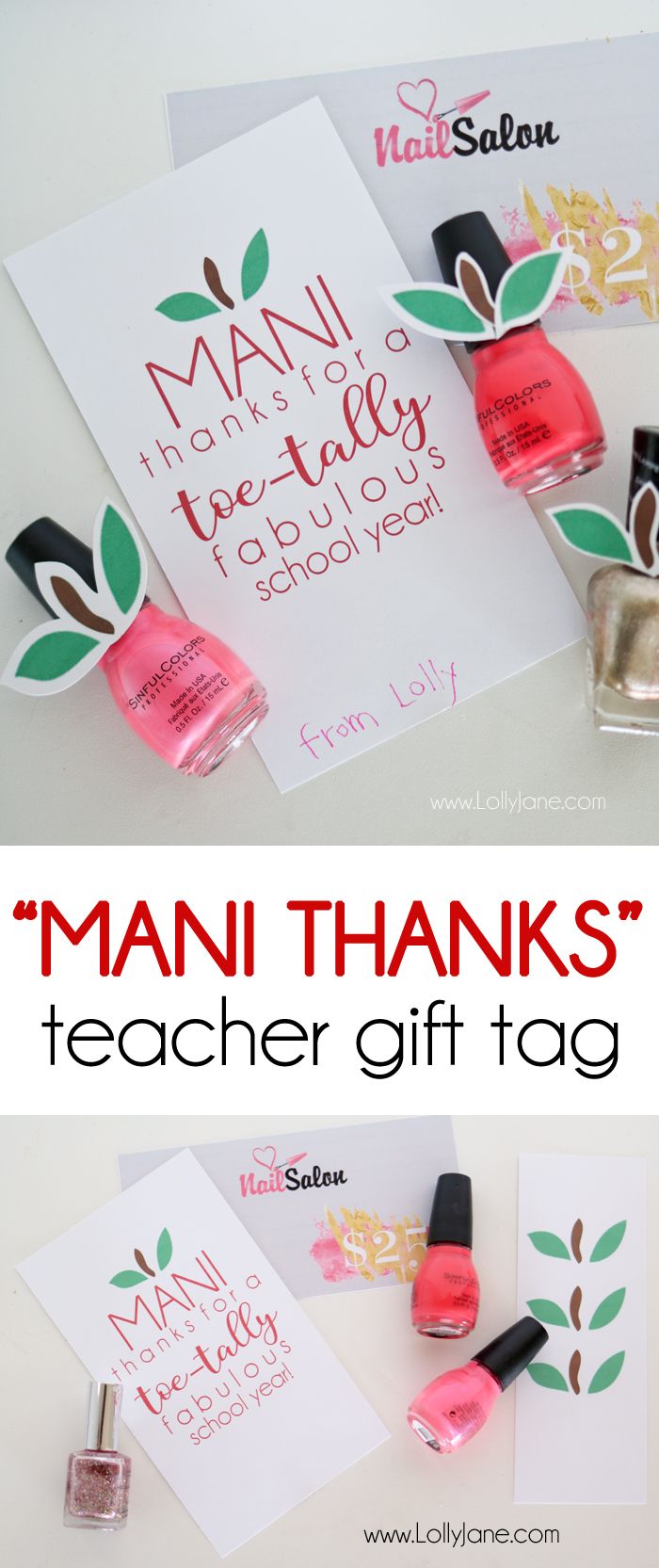 “Mani thanks” teacher gift tag | teacher appreciation free printable