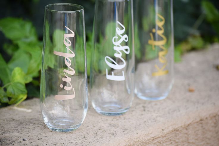 Bridesmaid Gift Idea - Kiloh + Co - Custom Stemless Bridesmaid Champagne Glasses