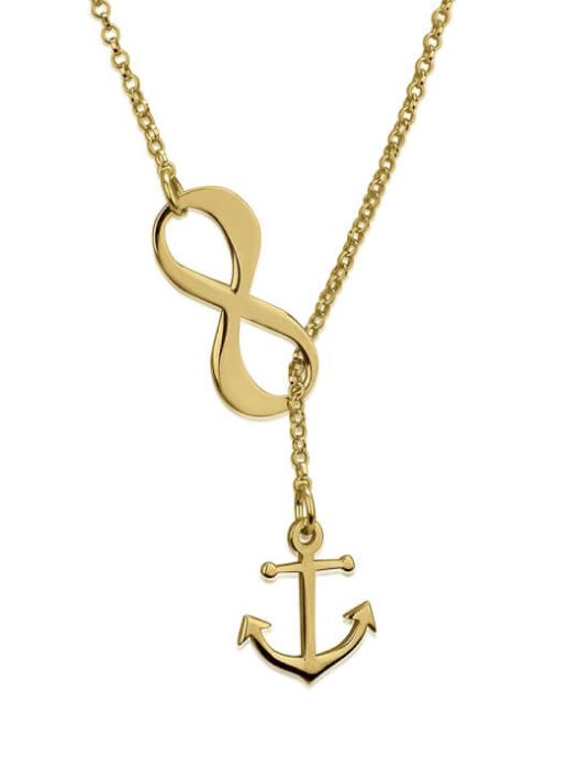 Bridesmaid gift idea: 24k Gold Plated Infinity Anchor Y Shaped Necklace from oNe...