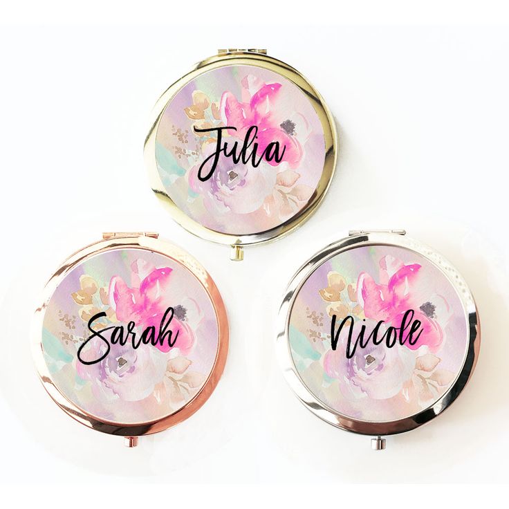Hello Gorgeous! Your bridesmaids will love using these personalized floral compa...