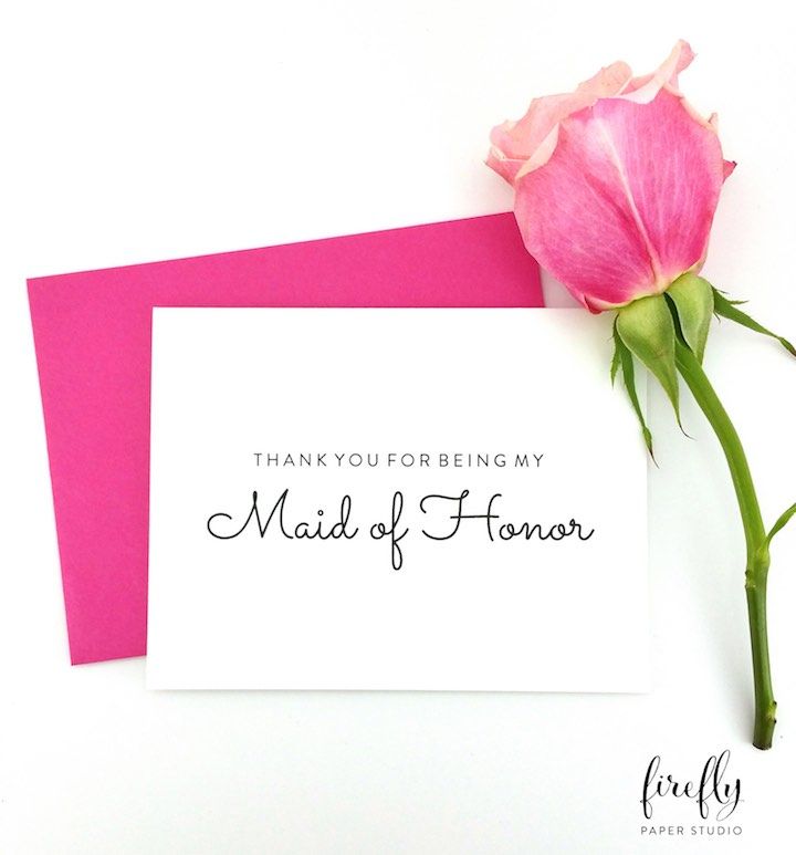 Featured: Firefly Paper Studio; Classic pink and white bridal party card bridesm...