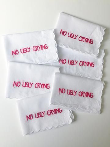Wedding Set of 6 No Ugly Crying Handkerchiefs