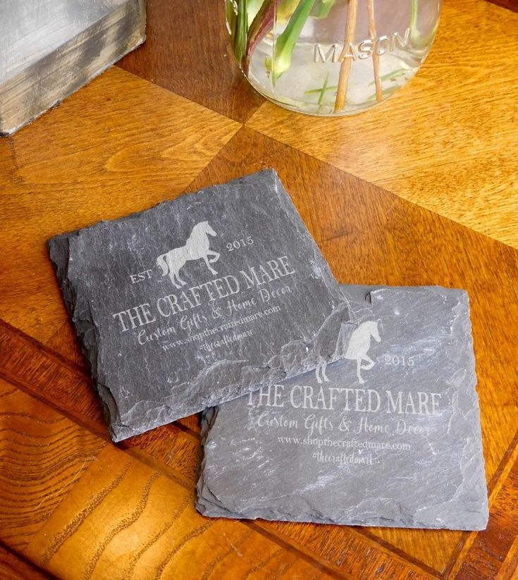 Laser Engraved Slate Coasters - Corporate Gifts - Business Logo - Home Decor - W...