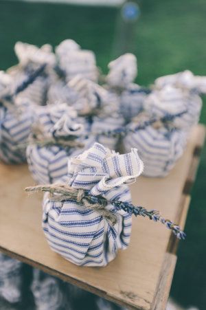 Striped fabric and lavender gift.