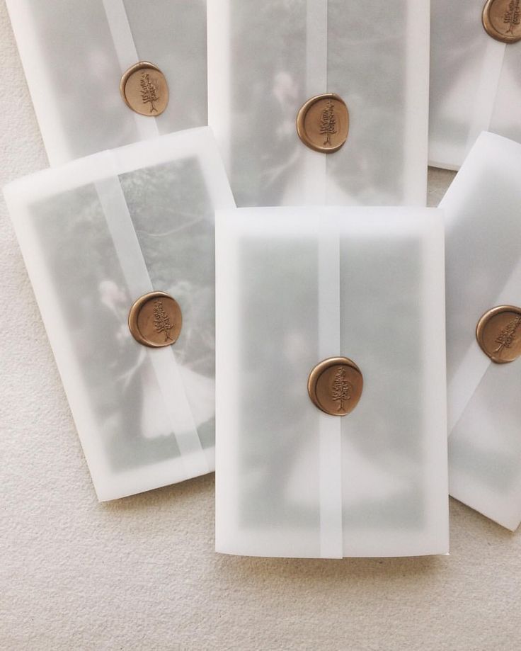 Vellum-wrapped, wax sealed, cotton announcements
