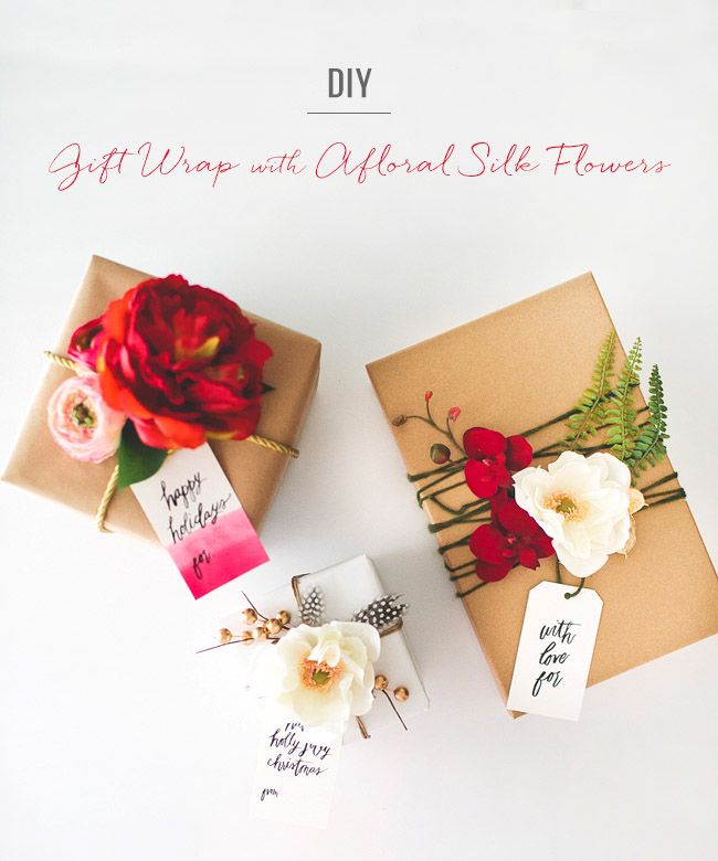 DIY Gift Wrap with Afloral Silk Flowers