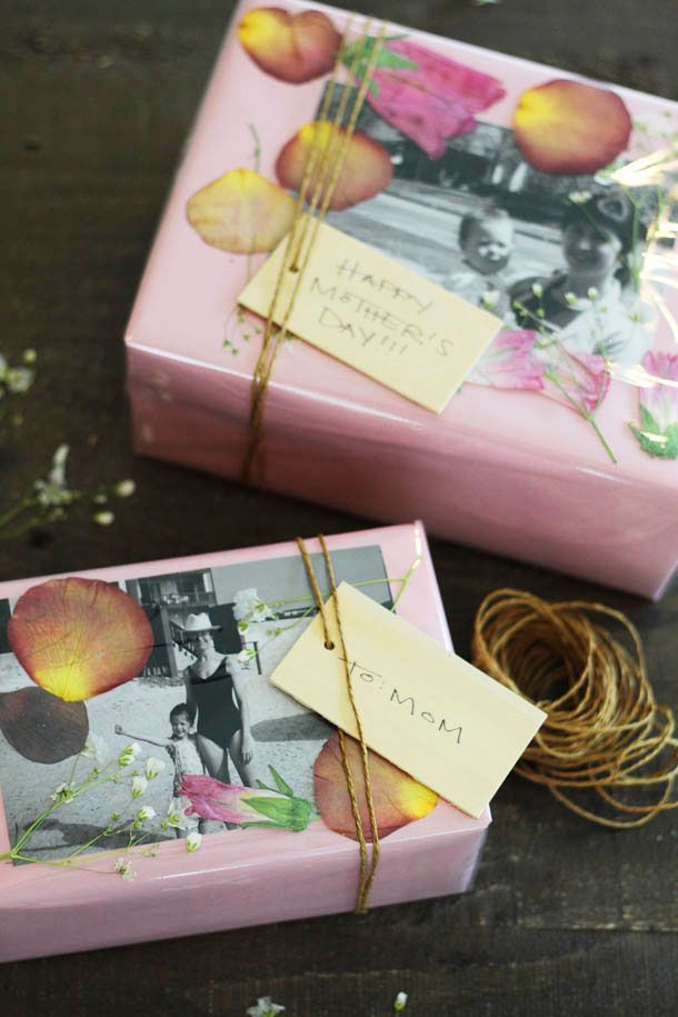 DIY Pressed Flowers Gift Wrapping for Mother's Day | Camille Styles