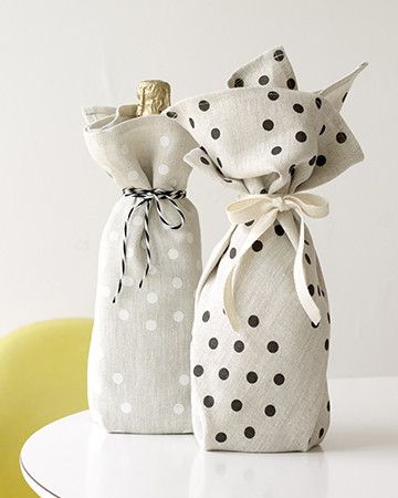 Gift wrap a bottle of wine with a tea towel