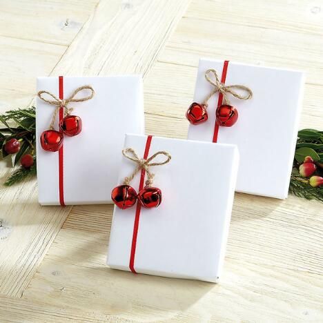 Jute Jingle Bell Package Tie Ons $6.00 [last year I did white paper with red/whi...