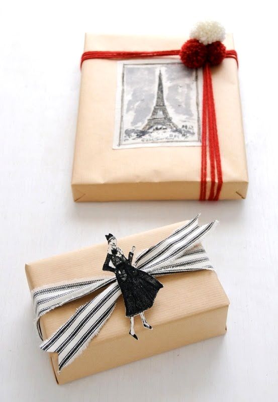 Paris themed #giftwrapping #DIY #crafts ToniK ⓦⓡⓐⓟ ⓘⓣ ⓤⓟ Natural...