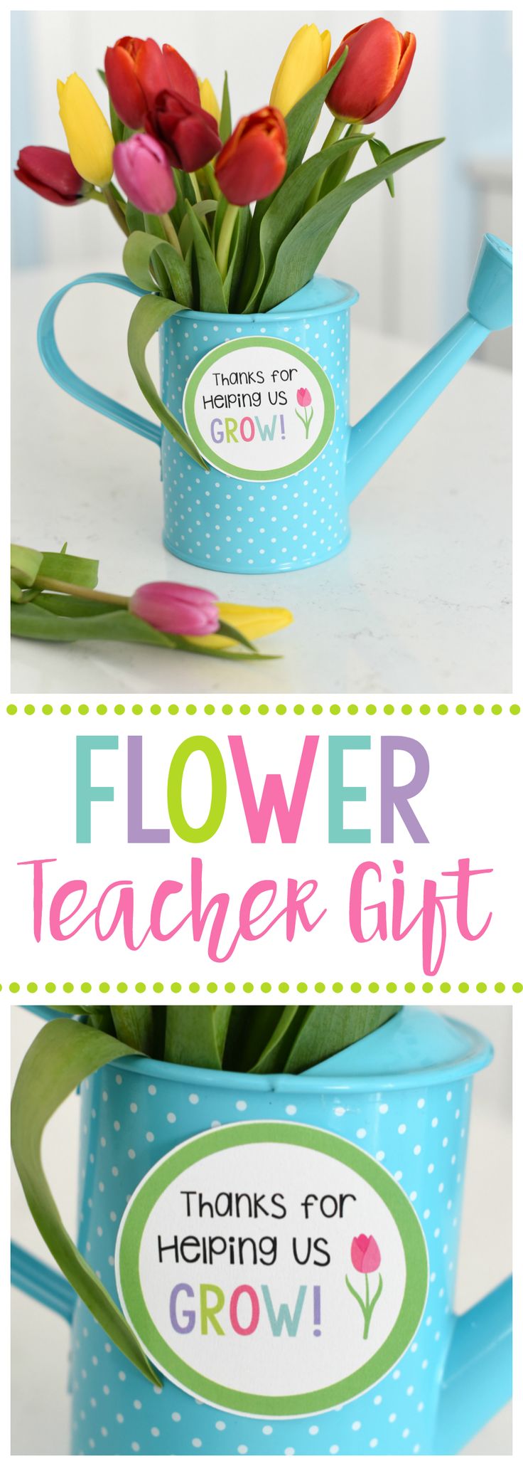 Cute Flower Teacher Gift Idea with Thanks for Helping Us Grow Tag - Teacher Gift...