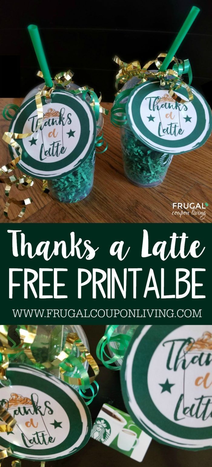Free Thanks a Latte Printable. This makes an adorable Starbucks Gift Card Tag. T...
