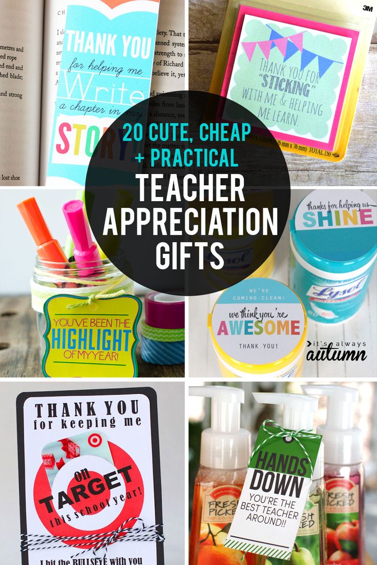 20 fantastic teacher appreciation gifts! These gift ideas are cute, cheap, and p...