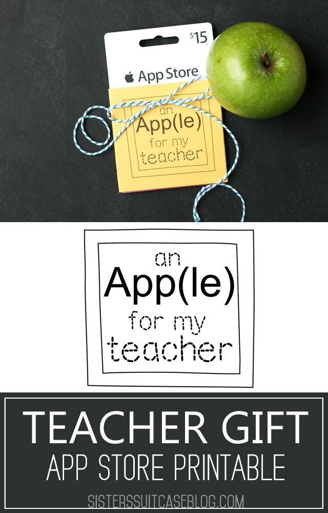 Apple for Teacher Gift + printable tag! #teachergift #teacherappreciation #print...