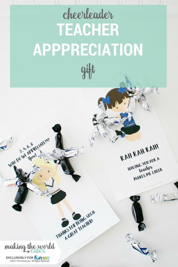 Cheerleader Teacher Appreciation Gift Idea. Free printable that you can customiz...