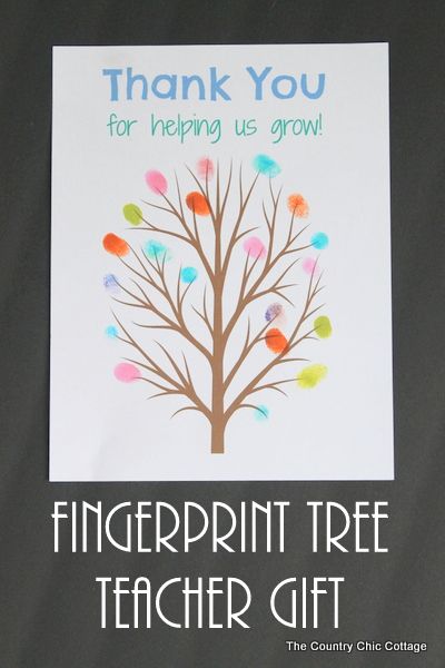 Fingerprint tree teacher gift -- print this tree and add the fingerprints of the...