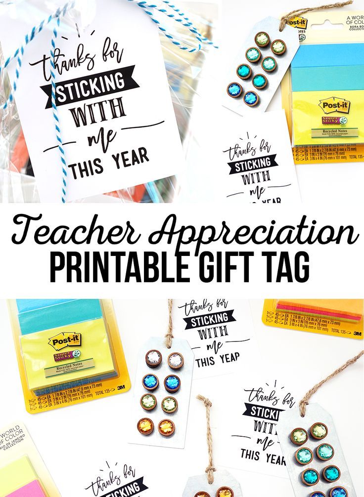 Thanks for Sticking With Me Free Printable Teacher Appreciation Tag | End of Yea...