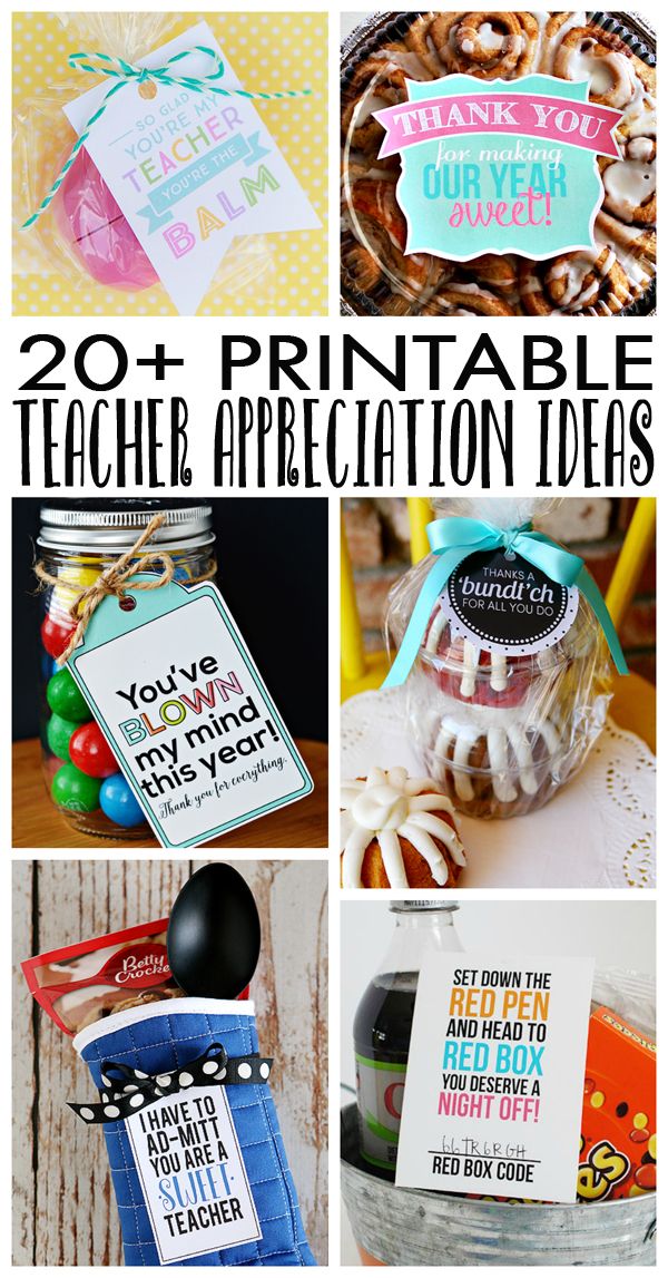 Printable Teacher Appreciation Ideas