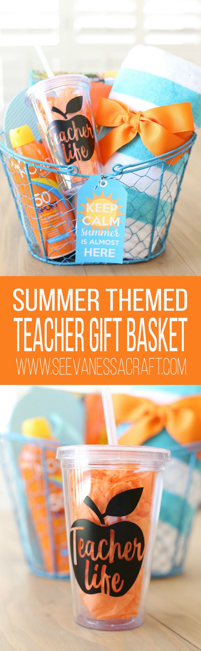 Create a summer themed gift basket for Teacher Appreciation Week with a #cricutm...