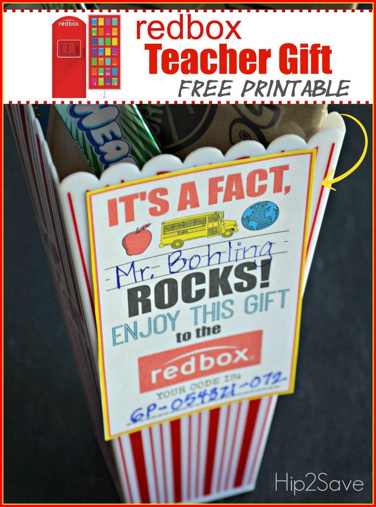 Teacher Appreciation Gift Idea: Gift a Redbox Code (Free Printable Card) – Hip...