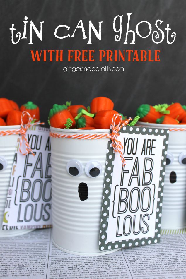 Tin Can Ghost Halloween Gift. Includes the free printable... so cute!