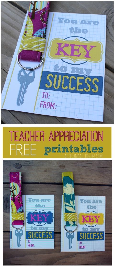 teacher appreciation you are the key to my success free printables - Teacher Gif...