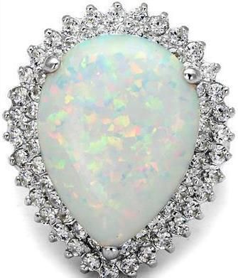 A Rare 15CT Cabochon Australian White Opal Double Halo Engagement Ring
