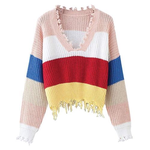 Colorful ripped sweater for this winter 2018 #teens #fashion