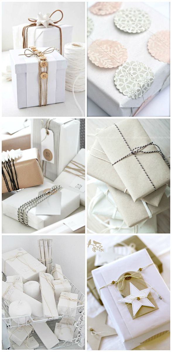 Christmas Gift Wrapping ● Twine!!! Bebe'!!! Gift wrap in white and neutral...