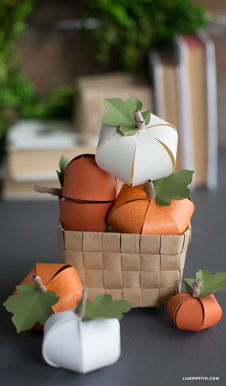 DIY White and Orange Paper Pumpkins for Fall